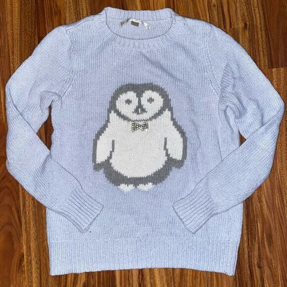 LC Lauren Conrad Blue Penguin Knit Sweater Women's Size Small - Picture 1 of 6